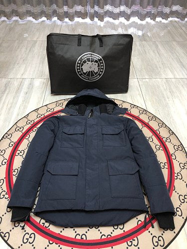 Canada Goose Carson Hooded Down Jacket — Unisex, No Fur (Cream, Graphite & Navy)