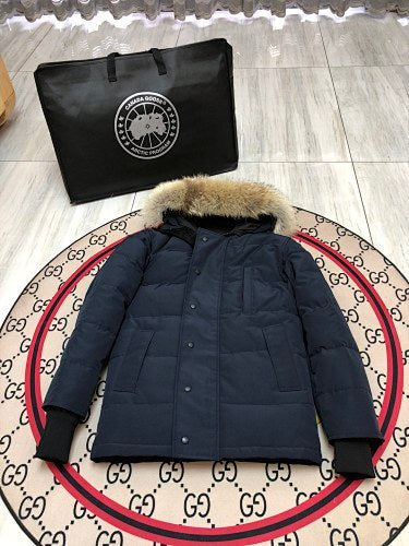 Canada Goose Chateau Down Jacket — Coyote Fur Hood, Unisex Short (Black, Graphite & Navy)
