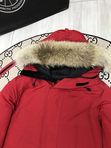 Canada Goose Expedition Parka — Coyote Fur Hood, Unisex Mid-Length (Black, Graphite & Red)