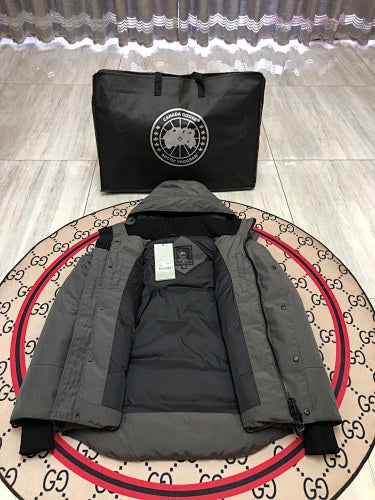 Canada Goose Carson Hooded Down Jacket — Unisex, No Fur (Cream, Graphite & Navy)