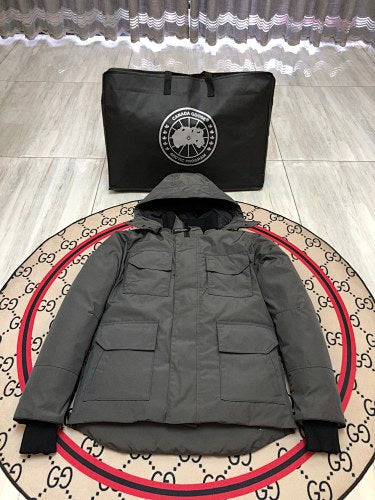 Canada Goose Carson Hooded Down Jacket — Unisex, No Fur (Cream, Graphite & Navy)
