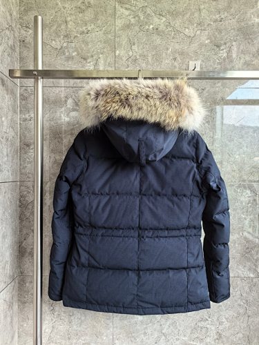 Canada Goose Chelsea Parka — Women's Quilted Short, Coyote Fur Hood (Black, Red & White)