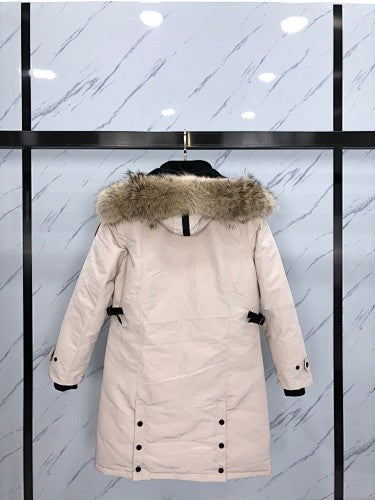 Canada Goose Rossclair Parka — Women's Double-Button Coyote Fur Hood (Black, Red & Navy)