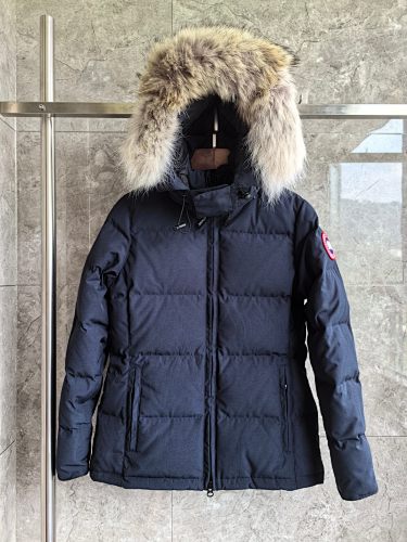 Canada Goose Chelsea Parka — Women's Quilted Short, Coyote Fur Hood (Black, Red & White)