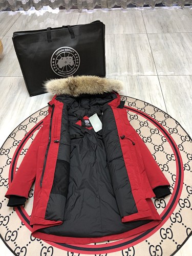 Canada Goose Trillium Parka — Women's Asymmetric Hem, Coyote Fur Hood (Black, Graphite & Red)