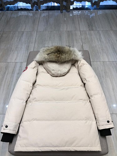 Canada Goose Langford Parka — Coyote Fur Hood (Black, Cream & Navy)