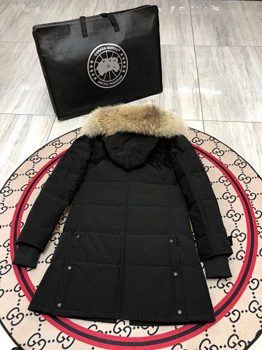 Canada Goose Shelburne Parka — Women's Mid-Length Coyote Fur Hood (Black, Graphite & Red)