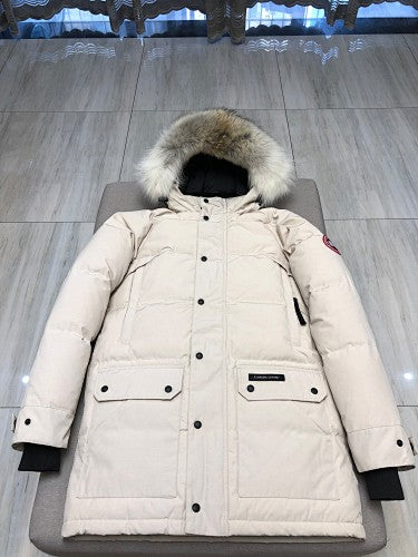 Canada Goose Langford Parka — Coyote Fur Hood (Black, Cream & Navy)