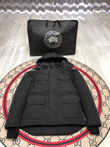 Canada Goose Carson Hooded Down Jacket — Unisex, No Fur (Cream, Graphite & Navy)