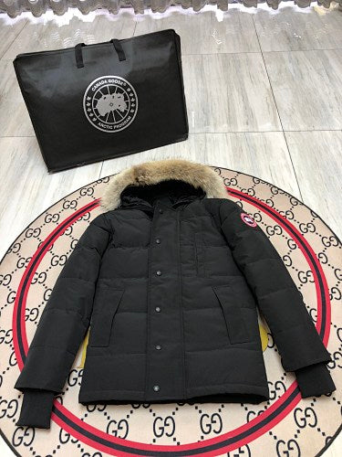 Canada Goose Chateau Down Jacket — Coyote Fur Hood, Unisex Short (Black, Graphite & Navy)
