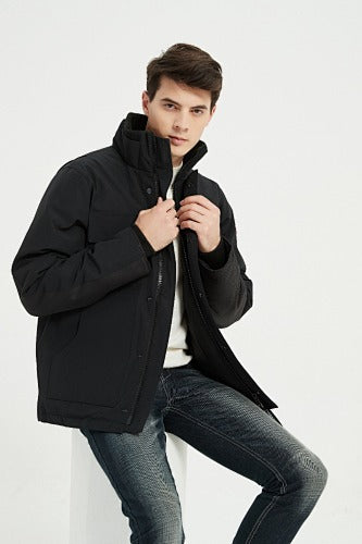 Canada Goose Forester Down Jacket — Men's Stand Collar, No Hood (Graphite & Black)